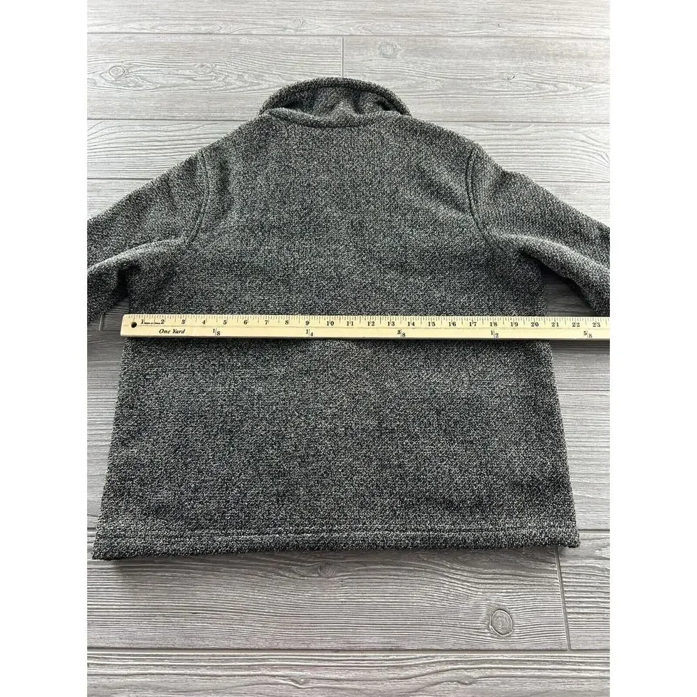 LL. Bean Women Sz M Black/Gray Jacket Sherpa Lined Button Front Cute cropped_6